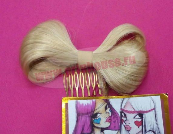 Фото Бант из волос на заколке "Леди Гага" цвет №26 - магазин  "Домик Принцессы"