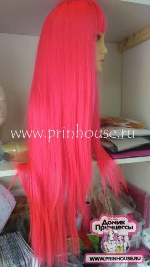 Фото Парик супер длинный искусственный 70 см Цвет №10 ярко- розовый - магазин  "Домик Принцессы"