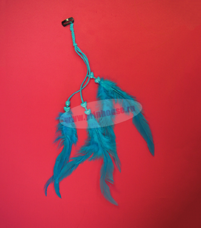 Фото \Накладные пряди с перьями "Хиппи" цвет голубой - магазин  "Домик Принцессы"