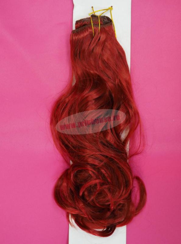 Фото Волосы искусственные канекалон термо на заколках 8 лент 65см локоны Цвет 137 ярко рыжий - магазин  "Домик Принцессы"