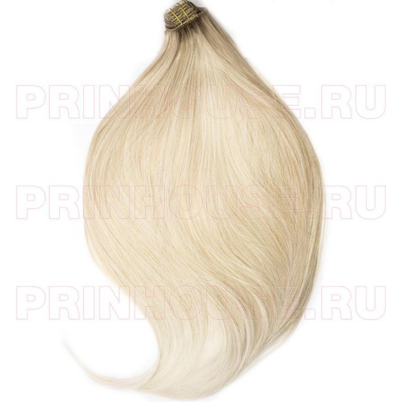 Фото Волосы на заколках искусственные 8 лент термо цвет 15bt613 яркий блонд 60см - магазин  "Домик Принцессы"