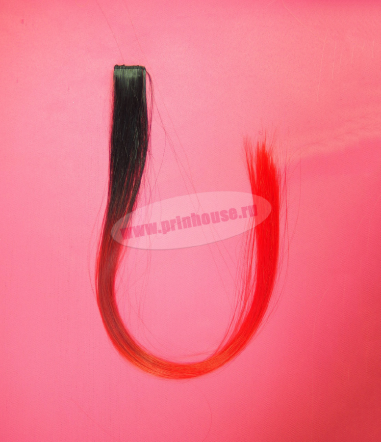 Фото Цветная прядь из искусственного волоса kanekalon прямой на клипсах омбре ярко-красная - магазин  "Домик Принцессы"