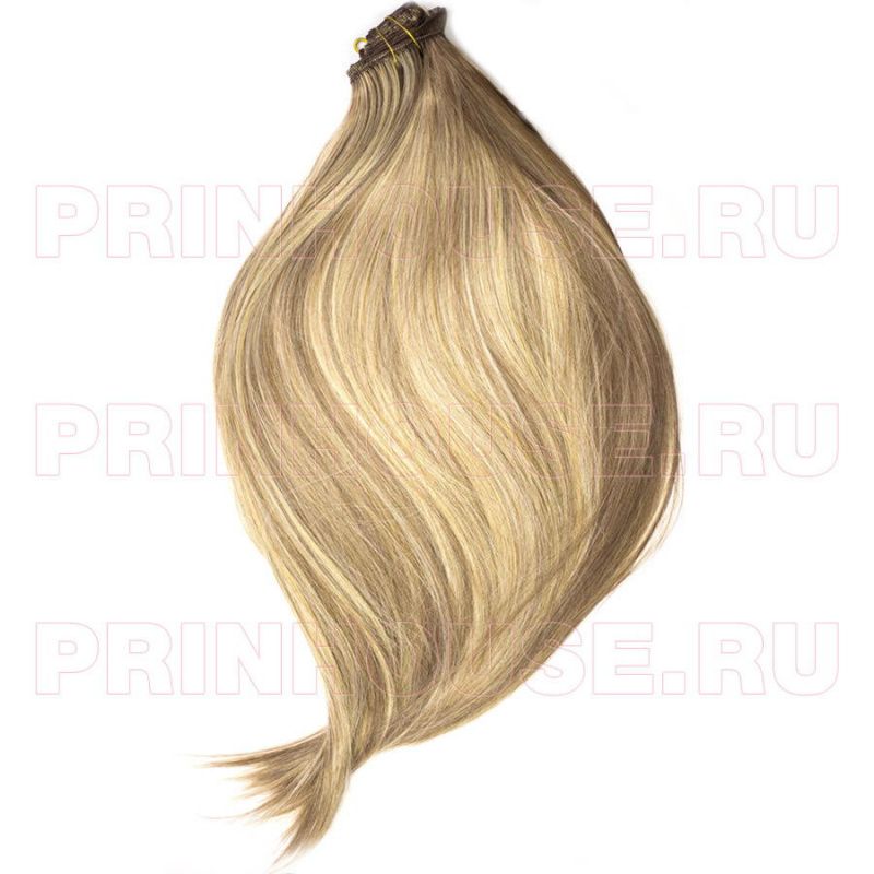 Фото Волосы на заколках искусственные 8 лент термо мелированный блонд chocoblond(шокоблонд) длина 60см - магазин  "Домик Принцессы"