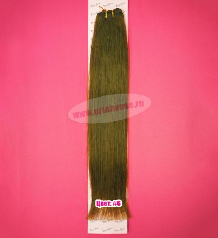 Фото Тресс натуральный широкий из европейских волос 60см цвет 6 светлый шоколад NINE STARS - магазин  "Домик Принцессы"