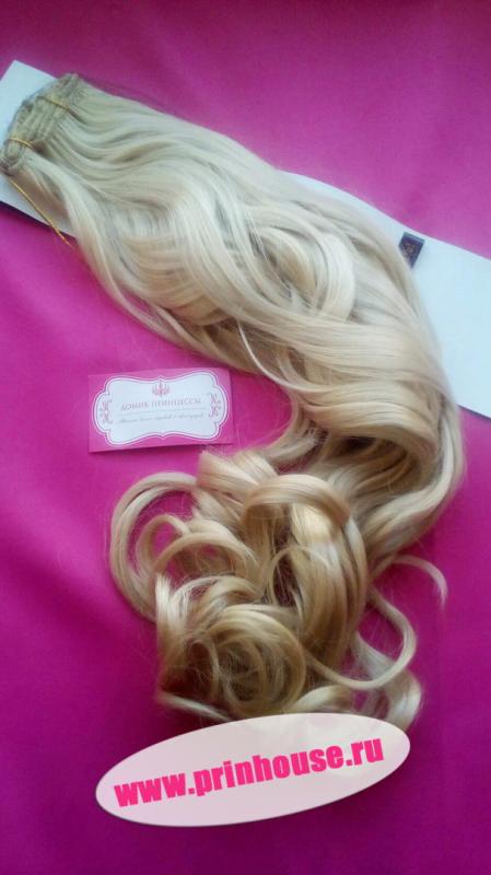 Фото Волосы искусственные канекалон термо на заколках 8 лент 65см локоны Цвет 104 - магазин  "Домик Принцессы"
