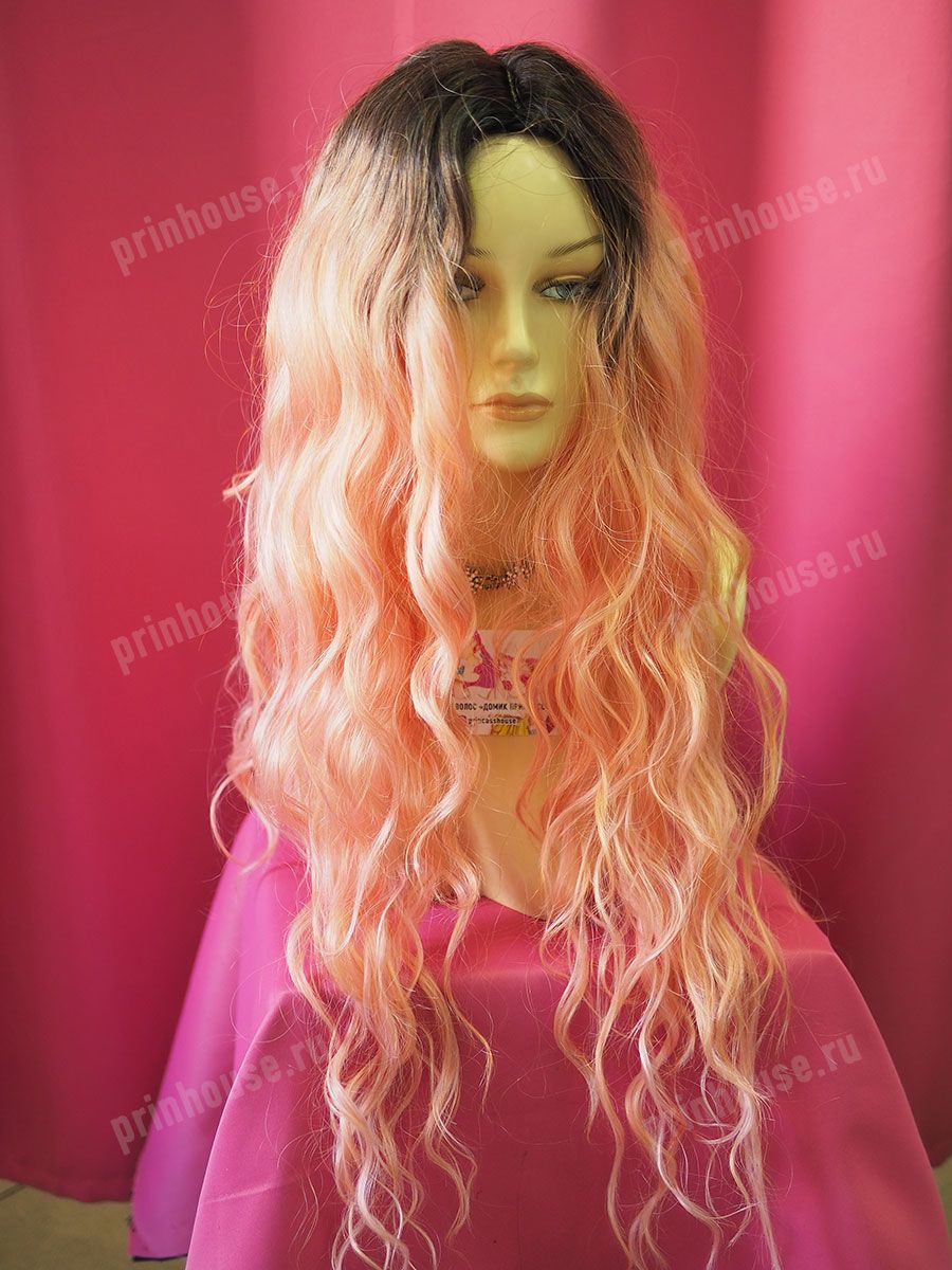 Фото Парик супер длинный с эффектом омбре розовый - магазин  "Домик Принцессы"