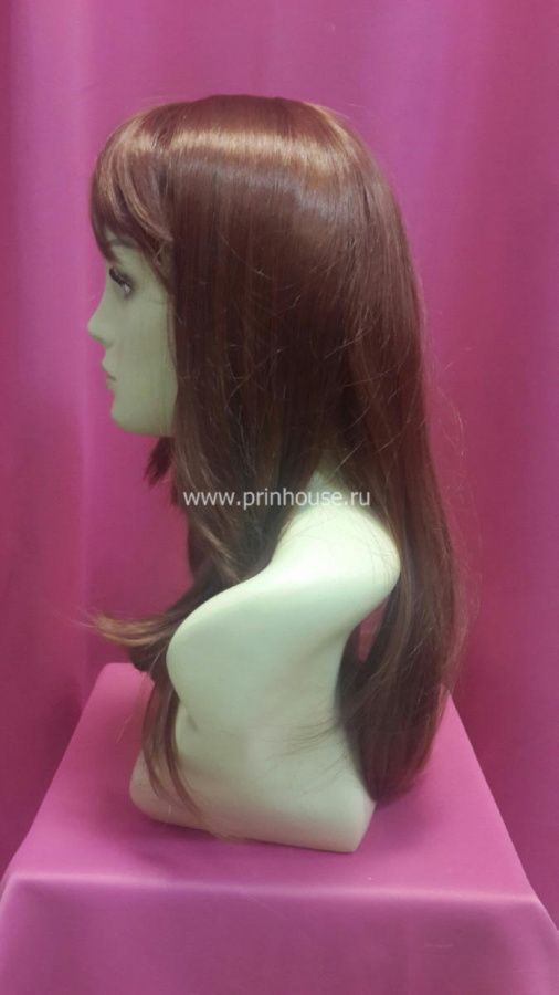 Фото Парик из искусственных волос прямые с челкой цвет рыжий №130 - магазин  "Домик Принцессы"