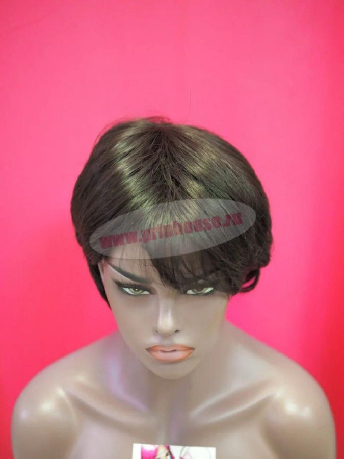 Фото Парик термо короткая стрижка с боковой челкой цвет 6 шоколад - магазин  "Домик Принцессы"