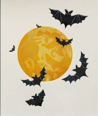 Фото Татуировка на тело Хэллоуин Halloween желтая луна и летучие мыши - магазин  "Домик Принцессы"