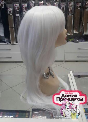 Фото Парик белые локоны с косой челкой цвет 1001 - магазин  "Домик Принцессы"