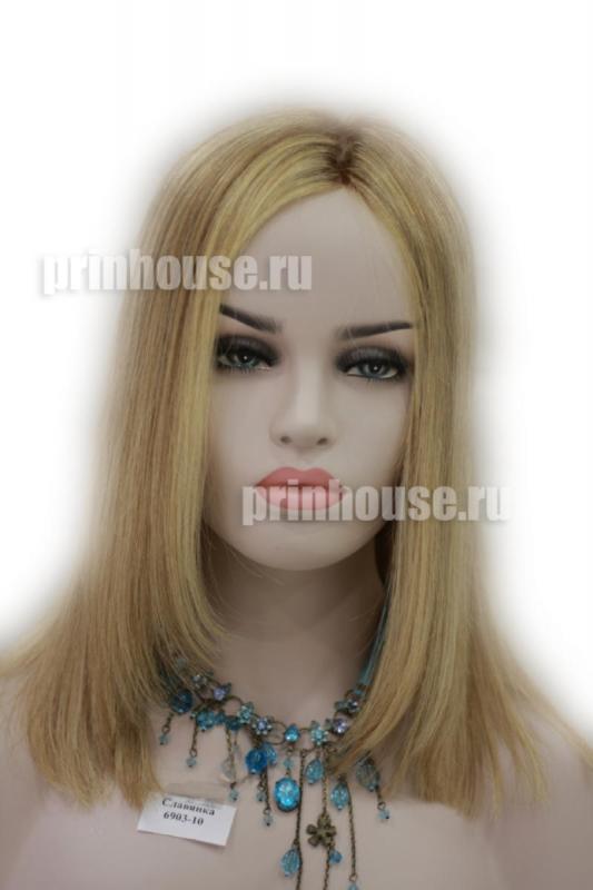 Фото Натуральный парик из славянских волос удлиненное каре цвет мелированный блонд - магазин  "Домик Принцессы"