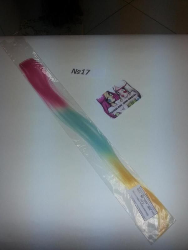 Фото Цветная прядь из искусственного термо волоса kanekalon прямой на клипсах омбре №17 - магазин  "Домик Принцессы"