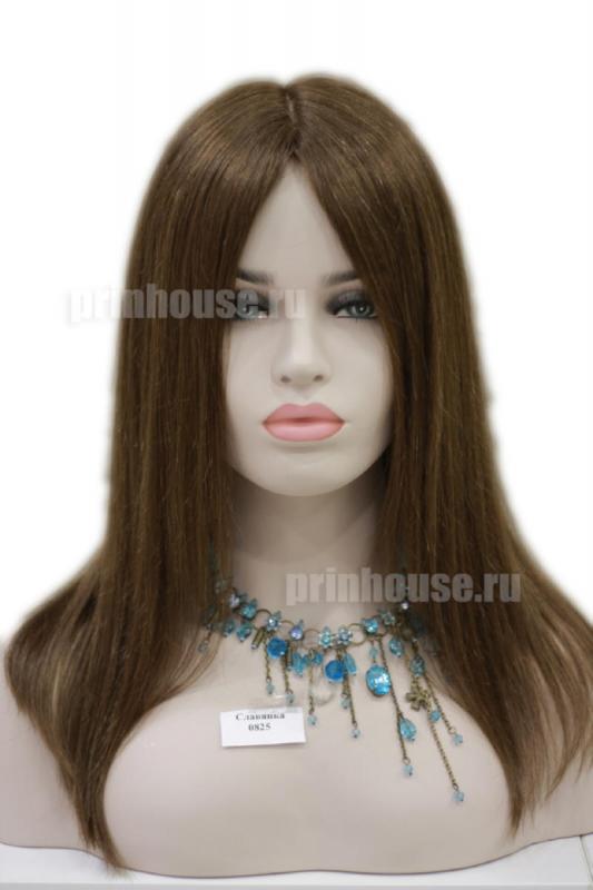 Фото Натуральный парик из славянских волос длинный без челки цвет светлый шоколад - магазин  "Домик Принцессы"