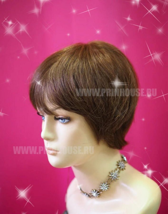 Фото Натуральный парик короткая стрижка цвет светлый шоколад цвет p5/6 - магазин  "Домик Принцессы"