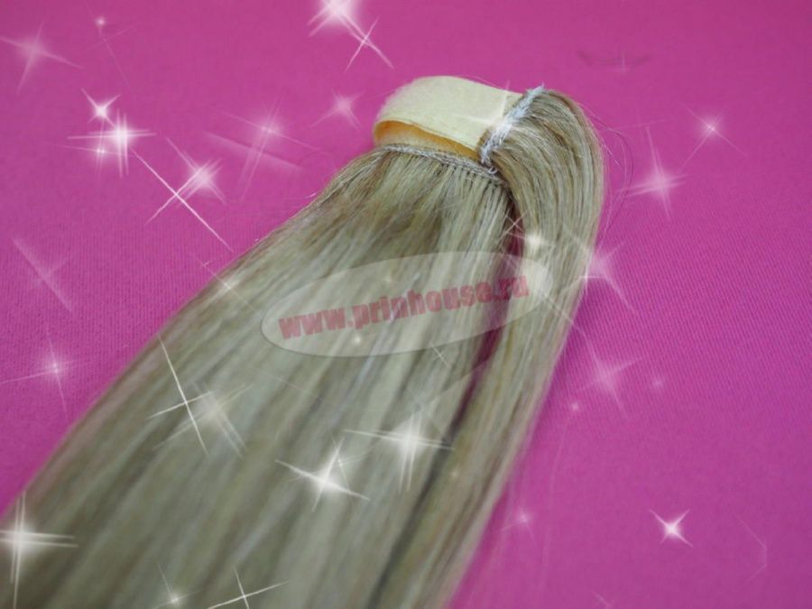 Фото Накладной хвост из натуральных волос на ленте 40cм цвет №18/22 - магазин  "Домик Принцессы"