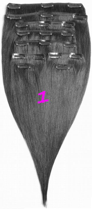 Фото Волосы на заколках натуральные Макси-комплект №1 черный 180 грамм 60см - магазин  "Домик Принцессы"