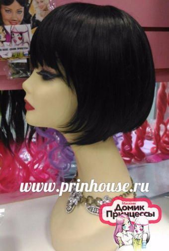Фото Парик каре с челкой термо цвет 1 черный - магазин  "Домик Принцессы"