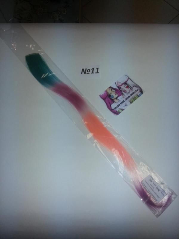 Фото Цветная прядь из искусственного термо волоса kanekalon прямой на клипсах омбре №11 - магазин  "Домик Принцессы"