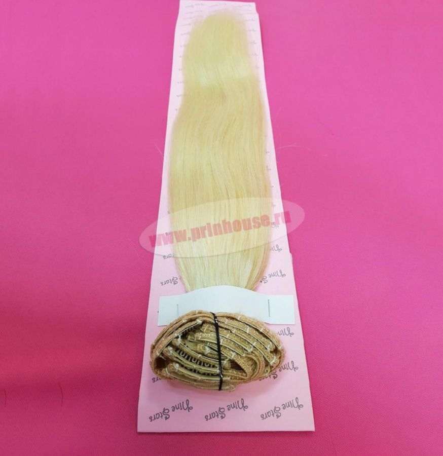 Фото Волосы на заколках натуральные люкс цвет №613 блонд - магазин  "Домик Принцессы"
