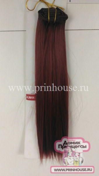 Фото Волосы на заколках искусственные 8 лент термо яркий медно-рыжий оттенок 131О длина 45см - магазин  "Домик Принцессы"