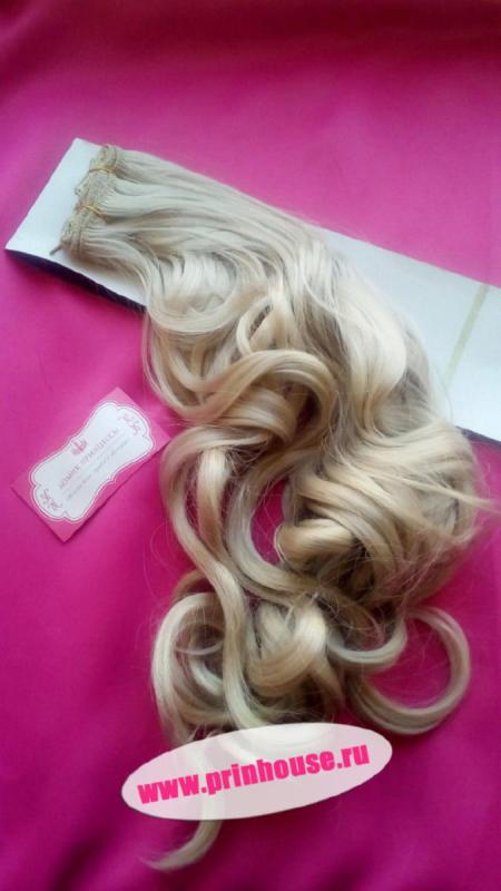 Фото Волосы искусственные канекалон термо на заколках 8 лент 65см локоны Цвет 102 - магазин  "Домик Принцессы"