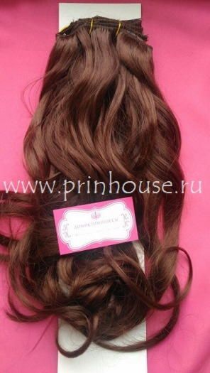 Фото Волосы на заколках искусственные локоны 45см цвет 31 красно-каштановый - магазин  "Домик Принцессы"
