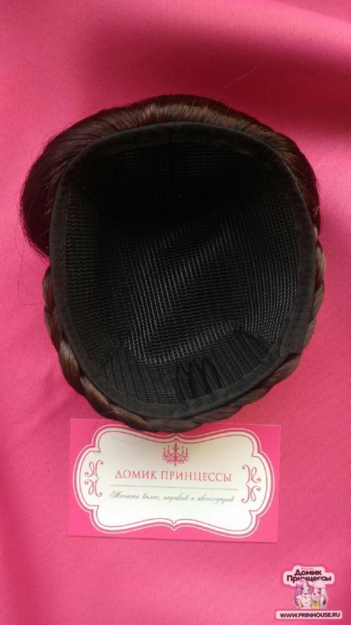 Фото Кичка накладная с косой цвет 2/33 медный шоколад - магазин  "Домик Принцессы"