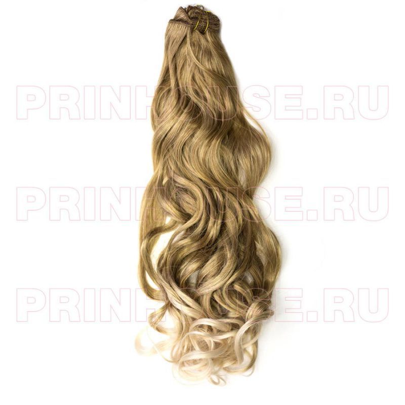 Фото Волосы на заколках искусственные локоны 45см цвет 27BT613 мелированный блонд со светлым кончиком - магазин  "Домик Принцессы"