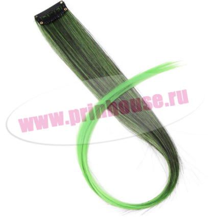 Фото Цветная прядь из искусственного волоса kanekalon прямой на клипсах омбре зеленая - магазин  "Домик Принцессы"