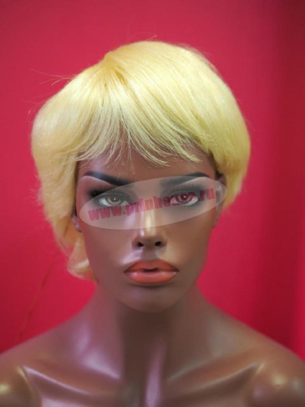 Фото Парик из натуральных волос каре короткая стрижка сетке цвет блонд 613 - магазин  "Домик Принцессы"