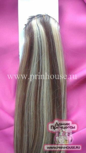 Фото Волосы на заколках 55 см 8 лент прямые цвет №8/613 - магазин  "Домик Принцессы"