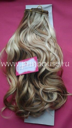 Фото Волосы на заколках искусственные локоны 45см цвет l19/613 блонд с мелированием - магазин  "Домик Принцессы"