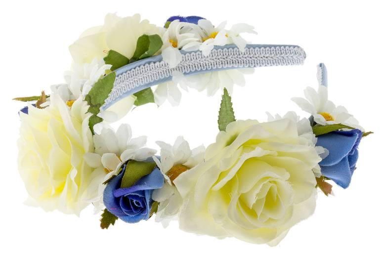 Фото Ободок белые и синие розы - магазин  "Домик Принцессы"