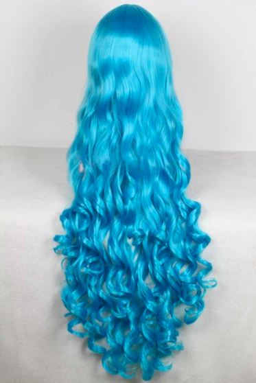 Фото Парик супер длинный искусственный косплей голубой 100 сантиметров - магазин  "Домик Принцессы"