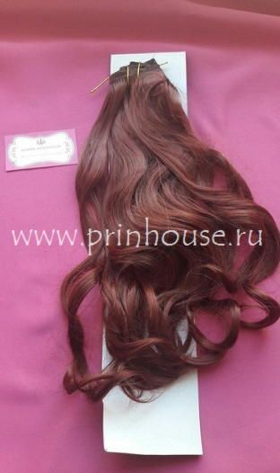 Фото Волосы на заколках искусственные локоны 45см цвет 130 медно-рыжий - магазин  "Домик Принцессы"