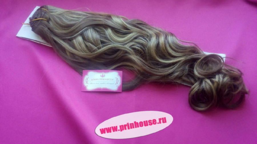Фото Волосы искусственные канекалон термо на заколках 8 лент 65см локоны Цвет Chocoblond - магазин  "Домик Принцессы"