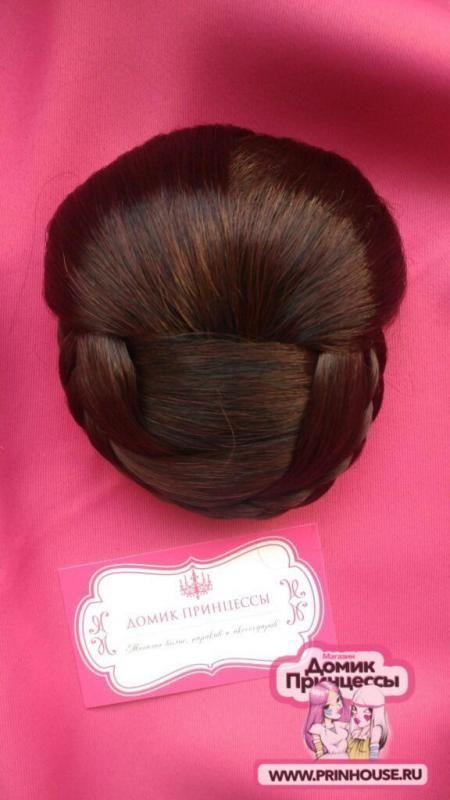 Фото Кичка накладная с косой цвет 2/33 медный шоколад - магазин  "Домик Принцессы"