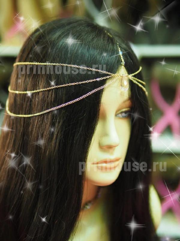 Фото Тика украшение-цепочка на голову кристальная капля - магазин  "Домик Принцессы"