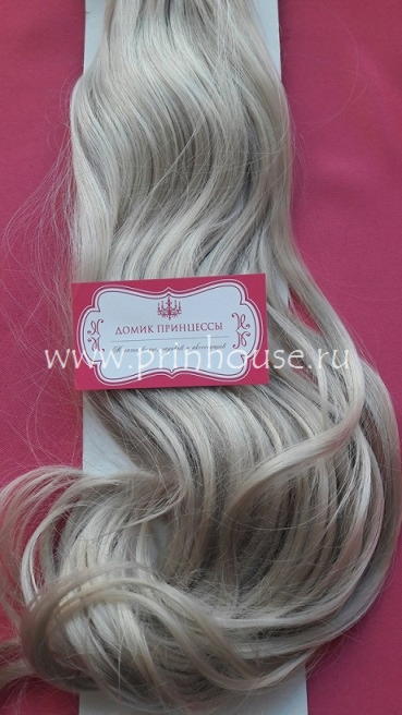 Фото Волосы на заколках искусственные локоны 45см цвет 102 платиновый блонд - магазин  "Домик Принцессы"