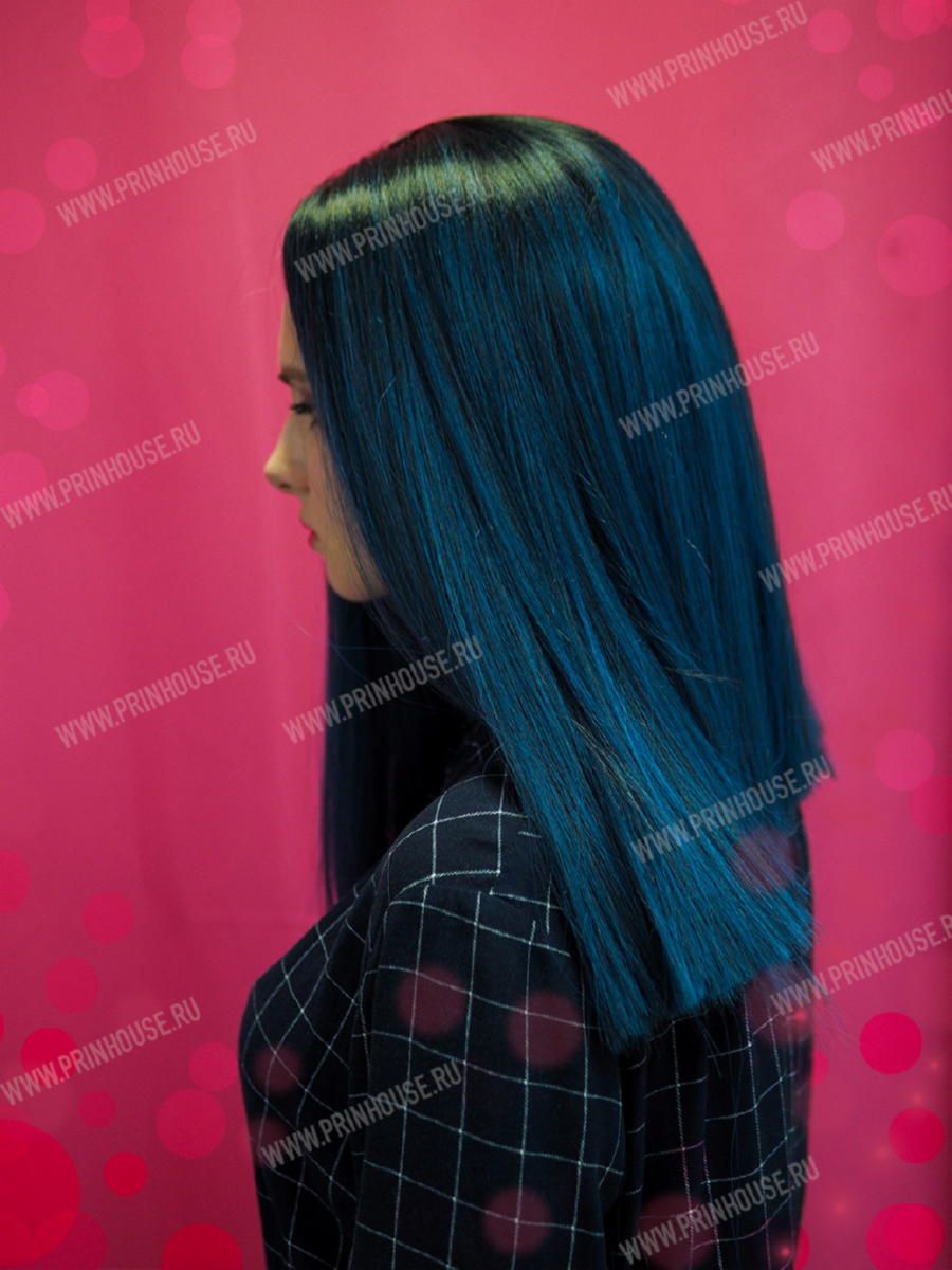 Фото Парик удлиненное каре без челки с эффектом омбре цвет синий - магазин  "Домик Принцессы"