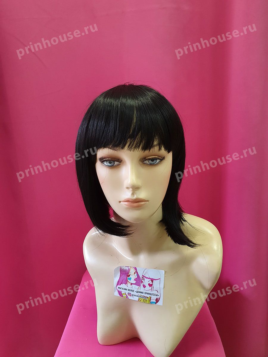 Фото Парик термо каре с чёлкой цвет темно-коричневый 2 - магазин  "Домик Принцессы"