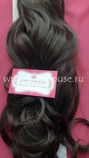 Фото Волосы на заколках искусственные локоны 45см цвет 18 темно-русый - магазин  "Домик Принцессы"