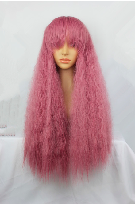 Фото Парик искусственный косплей длинные пышные волосы розового цвета с челкой - магазин  "Домик Принцессы"
