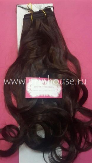 Фото Волосы на заколках искусственные локоны 45см цвет 4sp33 темно-медный с шоколадным отливом - магазин  "Домик Принцессы"