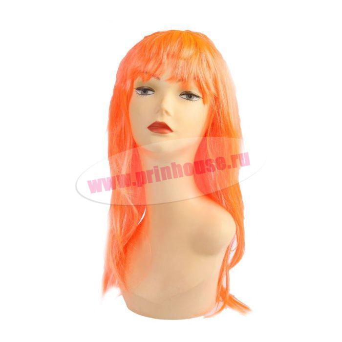 Фото Карнавальный парик цвет оранжевый c челкой - магазин  "Домик Принцессы"