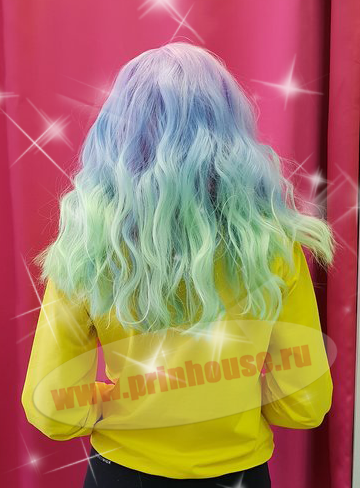 Фото Парик из искусственных волос цветные локоны на сетке - магазин  "Домик Принцессы"