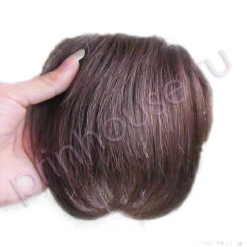 Фото Накладная челка из натуральных волос Цвет 8 Светлый шоколад на заколках-клипсах подстриженная - магазин  "Домик Принцессы"