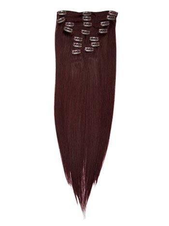 Фото Волосы на заколках натуральные длина 50см цвет №99 вишневый арт.ДП-Lux-50/8/100 - магазин  "Домик Принцессы"