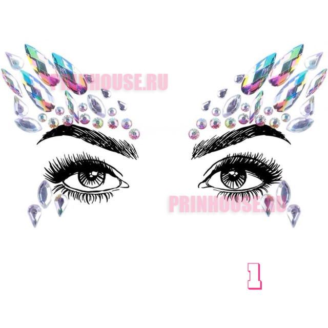 Фото Украшения стразы кристаллы на лицо (разные дизайны на выбор) - магазин  "Домик Принцессы"