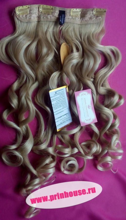 Фото Волосы локоны на леске искусственные цвет #24BT614 мелированный - магазин  "Домик Принцессы"